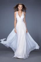 La Femme - 19255 Sleeveless V Neck Criss Cross Evening Gown