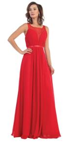 May Queen - Statuesque Sleeveless Illusion A-line Long Dress Mq1259