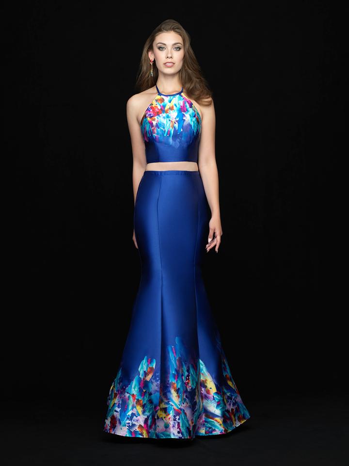 Madison James - 18-691 Halter Neck Two-piece Mikado Mermaid Gown
