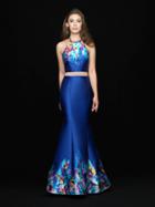 Madison James - 18-691 Halter Neck Two-piece Mikado Mermaid Gown