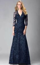 Feriani Couture - 18399 Classy Lace V-neck Evening Gown