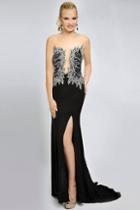 Jovani - Jvn94208 Illusion And Beaded Fitted Gown