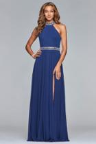 Faviana - 10068 Bejeweled High Halter A-line Gown