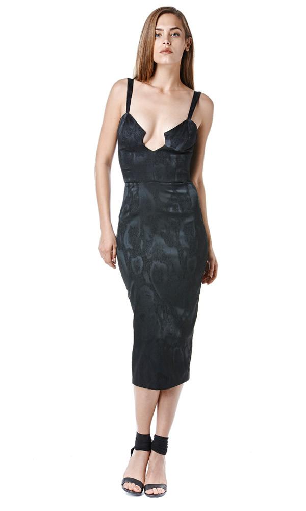 Again Collection - Dylan Jaguar Print Body Con In Black