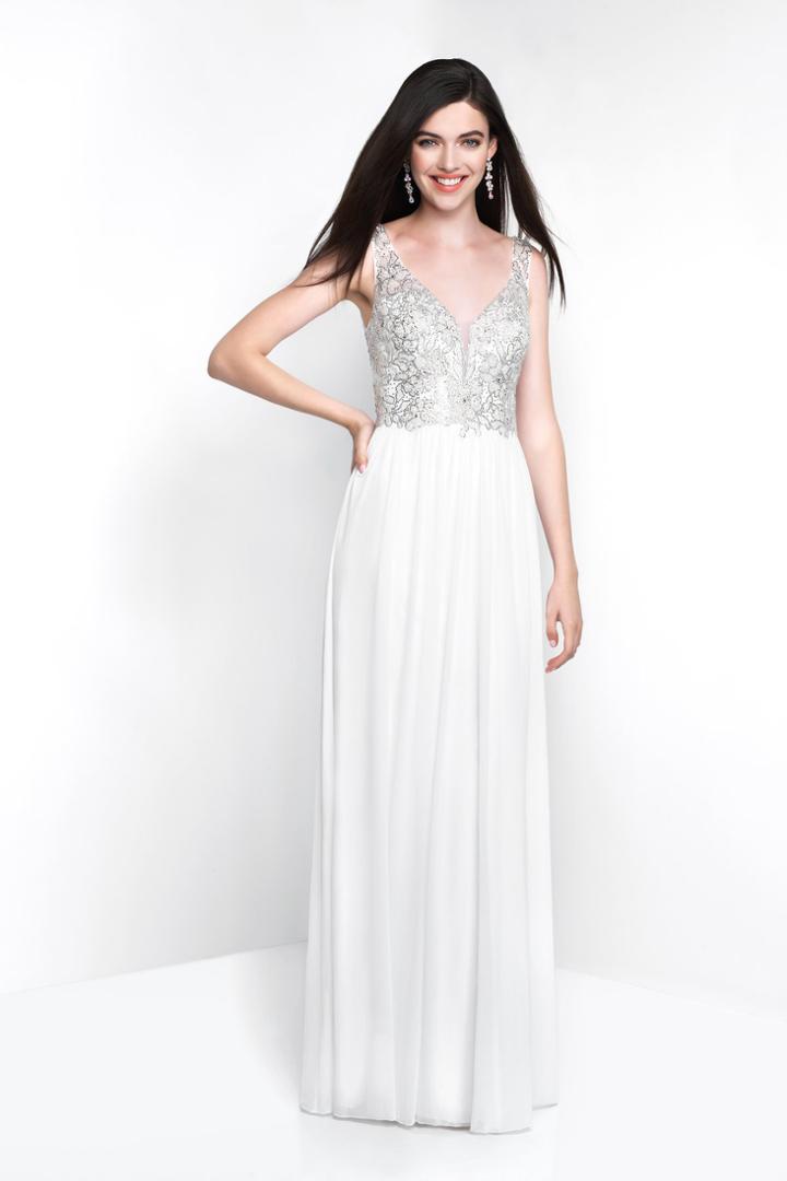 Blush - 11503 Beaded Plunging Floral Evening Gown