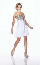 Tb Shorts By Mon Cheri - Ts21569 Short Dress In White