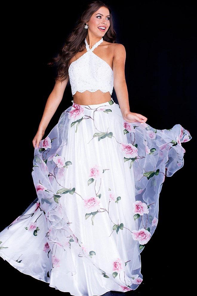 Jovani - Jvn53060 Two-piece Halter Neck Ballgown