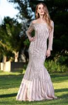 Shail K - 12108 Off-shoulder Embellished Mermaid Gown