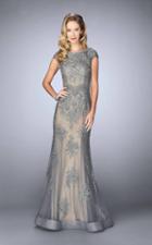 La Femme - 23059 Lace Illusion Bateau Sheath Dress