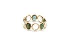 Tresor Collection - Rainbow Moonstone And Green Tourmaline Stackable Ring Band In 18k Yellow Gold