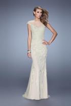 Gigi - 21319 Embroidered Lace Illusion Bateau Gown
