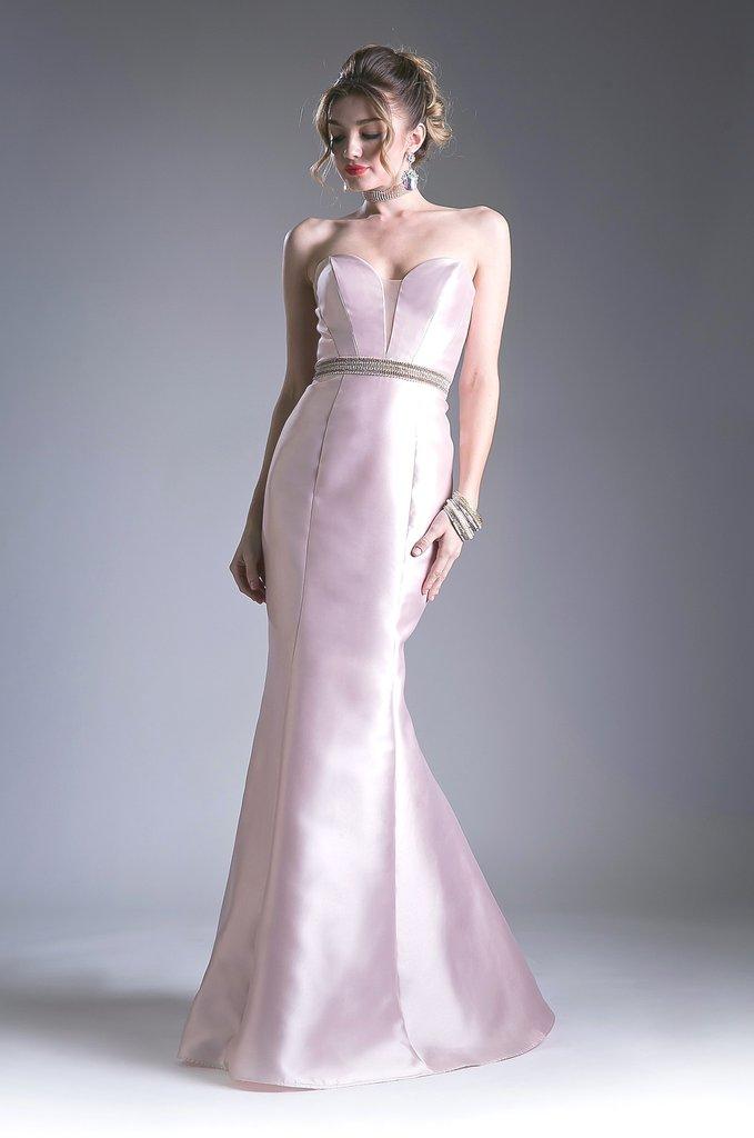 Cinderella Divine - Strapless Plunging Sweetheart Jeweled Mermaid Gown
