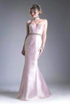 Cinderella Divine - Strapless Plunging Sweetheart Jeweled Mermaid Gown