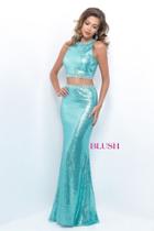 Blush - Two-piece Sequined Jewel Neck Sheath Dress 11226