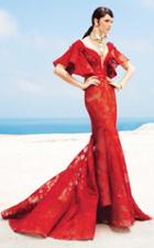 Mnm Couture - 2342 Lace V-neck Mermaid Dress