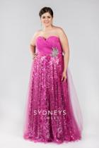 Sydney's Closet - Sc6007 Plus Size Dress In Berry Pink