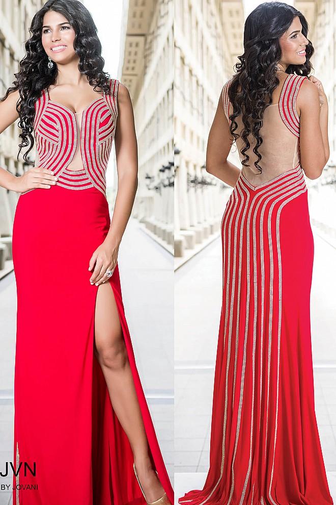 Jovani - Jersey Fitted Embellished Bodice Prom Dress Jvn24458
