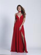 Dave & Johnny - 3564 Sleeveless Deep V-neck A-line Dress