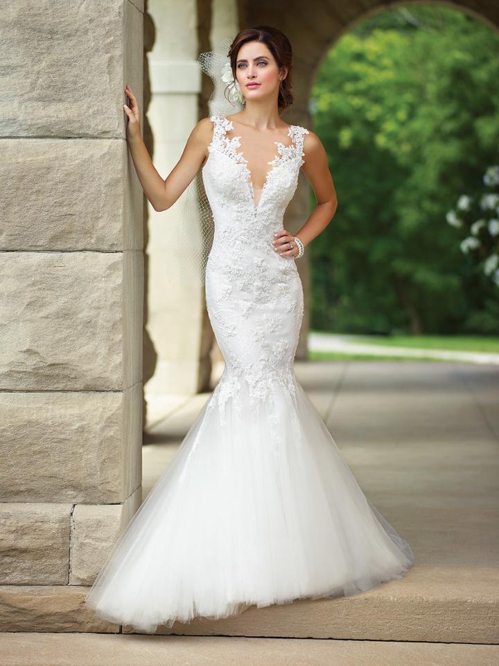 Enchanting By Mon Cheri - 117182 Plunging V-neck Mermaid Wedding Gown