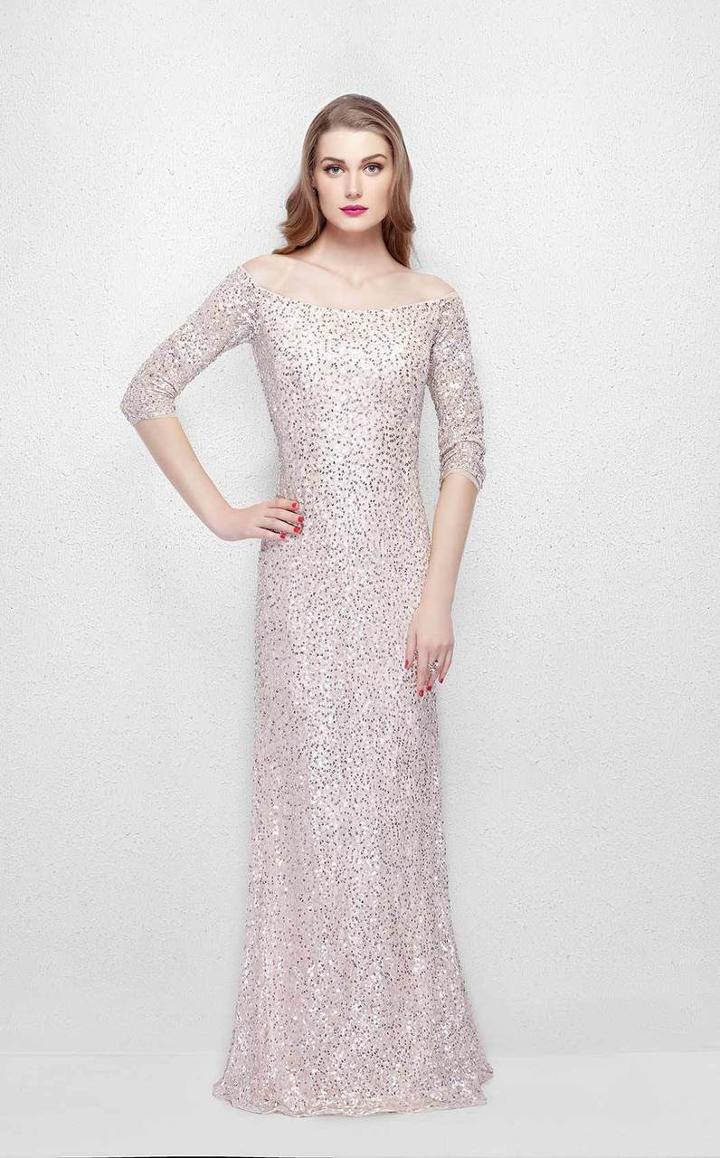 Primavera Couture - 1275 Off Shoulder Sparkly Sequined Evening Dress