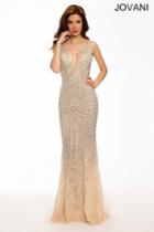 Jovani - Stunning Sleeveless V-neck Tulle Mermaid Gown 20736