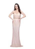 Primavera Couture - 1272 Petal Motif Illusion Sheath Gown