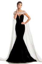 Johnathan Kayne - 8201 Deep Sweetheart Mermaid Gown With Beaded Cape