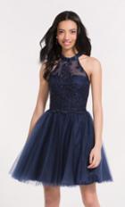 Alyce Paris - 2644 Illusion High Halter Ornate Lace A-line Dress