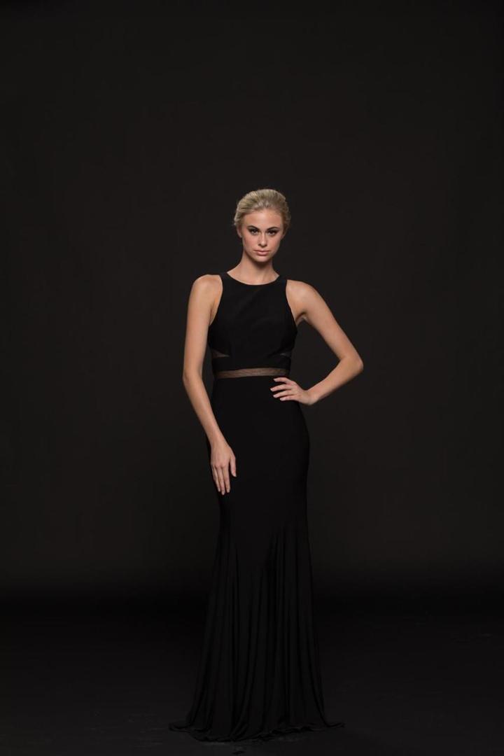 Glow By Colors - G772 Fitted Jewel Sheer Evening Dress