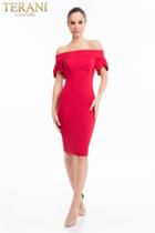 Terani Couture - 1821c7014 Short Tulip Sleeve Sheath Cocktail Dress