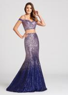 Ellie Wilde - Ew118106 Two Piece Ombre Sequined Mermaid Dress