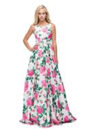 Dancing Queen - Scoop Neck Floral Print A-line Dress 9772