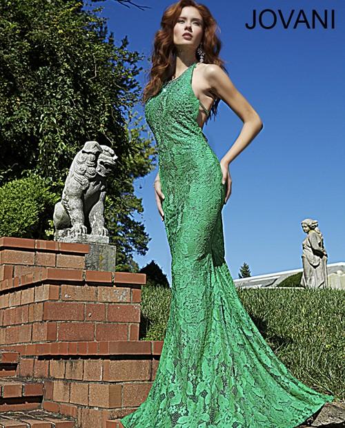 Jovani - Embellished Halter Neck Long Trumpet Dress 93140