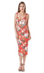 Again Collection - Dylan Structured Pencil Dress In Red, Print