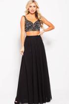 Jovani - Jvn60554 Two-piece Beaded Sleeveless Chiffon Gown