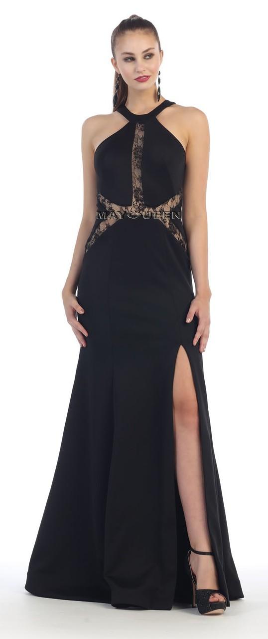 Floral Laced Sleeveless High Neck Fit And Flare Dress