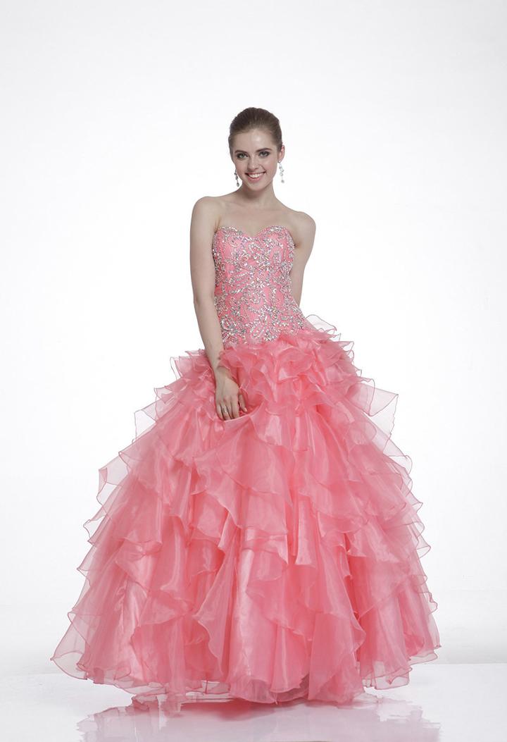 Cinderella Divine - Strapless Beaded Ruffled Ballgown