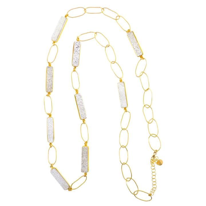 Mabel Chong - Silver Druzy Baguette Necklace-wholesale