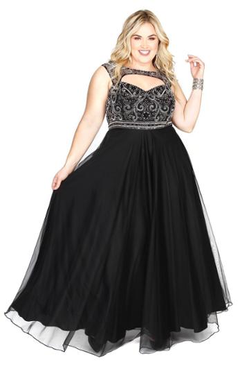 Kurves By Kimi - Bead Embellished Bateau Neck A-line Dress 71163