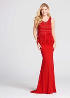Ellie Wilde - Ew118019 Three Piece Embellished Fringe Jersey Dress