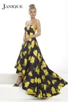Janique - Strapless Sweetheart Hi-lo Floral Ballgown Ja2002