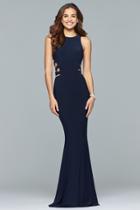 Faviana - 8018 Banded Cutout Jersey Sheath Gown