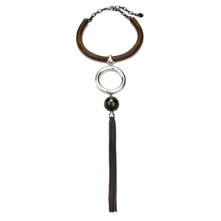 Ben-amun - Natura Tassel Pendant Wood Collar Necklace