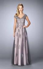 La Femme - 23449 Two Tone Lace Evening Gown