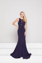 Glow By Colors - G783 Beaded Lace Halter Scuba Sheath Dress