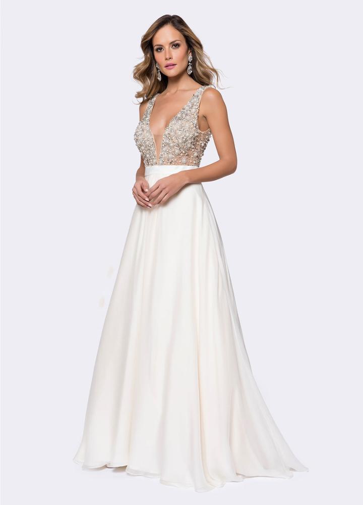 Ashley Lauren - 1164 Embellished Deep V-neck Ballgown With Train