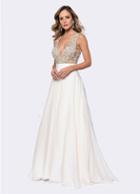 Ashley Lauren - 1164 Embellished Deep V-neck Ballgown With Train