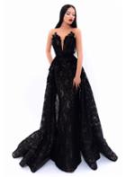 Tarik Ediz - 93301 Lace Illusion Bateau Gown