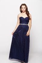 Milano Formals - Strapless Sweetheart All Over Lace Long Gown E1796