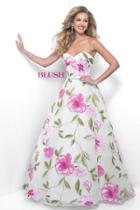 Blush - Dainty Sweetheart Floral Print A-line Gown 5621